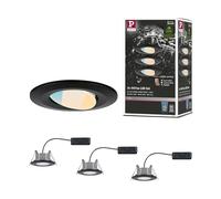 Paulmann 93096 LED spots encastrés Calla kit de 3 orientable IP65 90 mm 30° 3x550lm White Switch incl. 3x5W noir mat plastique 3000K