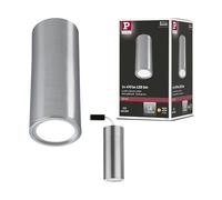 Paulmann 93106 Plafonnier LED Barrel rond 6W 470lm gradable 100° 3-Step-Dim 60 mm Acier brossé Métal 2700K luminaire en saillie + LED-Coin remplaçable