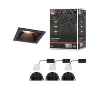 Paulmann 93125 Spots encastrés LED 3-Step-Dim Cole IP44 carré 88x88 mm Coin 3x6W 3x470lm 230 V 2700 K Noir