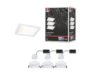 Paulmann 93126 Spots encastrés LED 3-Step-Dim Cole IP44 carré 88x88 mm Coin 3x6W 3x470lm 230 V 2700 K Blanc