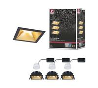 Paulmann 93129 Spots encastrés LED 3-Step-Dim Cole IP44 carré 88x88 mm Coin 3x6W 3x470lm 230 V 2700 K Noir, Doré mat