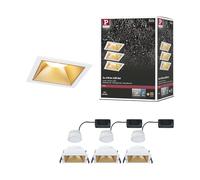 Paulmann 93130 Spots encastrés LED 3-Step-Dim Cole IP44 carré 88x88 mm Coin 3x6W 3x470lm 230 V 2700 K Blanc, Doré mat