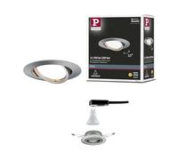 Paulmann 93412 Spot encastré LED Base rond orientable incl. 1x5 watts kit projecteurs encastrés Acier brossé spot métal lampe encastrée 3000 K GU10