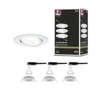 Paulmann 93431 LED spot encastrés Nova set de base pivotant rond 84 mm 50° GU10 3x6,5W 3x460lm 230V 2700K blanc dépoli