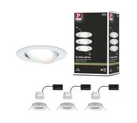 Paulmann Spots encastrables Nova 93449 – jeu de 3 LED 3x6W 2700K orientables blanc mat