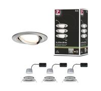 Paulmann 93483 Spots LED encastrés 3-Step-Dim Nova Coin Set de base orientable rond 84 mm 50° Coin 3x6W 3x470lm 230V dimmable 2700K acier brossé