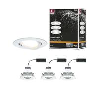 Paulmann 93682 Spot encastré LED Nova Plus kit de 3 rond orientable 3x6,8W IP65 gradable projecteurs enc. Blanc dépoli spot aluminium lampe enc. 2700K
