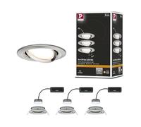 Spot encastré LED Nova Plus Coin Kit de base orientable rond 84mm 50° Coin 3x6W 3x470lm 230V gradable 2700K Acier brossé Acier brossé G