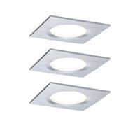 Paulmann 93895 Kit encastrés Premium Coin Slim, dimmable, carré, fixe, LED 3x6,8W, 2700K, 230V, 51mm, Alu tourné/Al