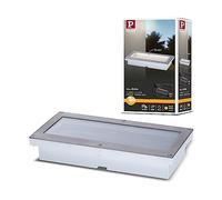 Paulmann 94239 Aron Spot solaire encastrable au sol LED carré avec 1 ampoule 1,5 W en acier inoxydable et plastique Blanc chaud 3000 K