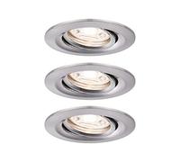 Paulmann 94295 LED Nova mini Spots encastrés Coin rond orientable incl. 3x4 watts Spot encastré pour plafond Acier brossé Lampe encastrée aluminium Blanc chaud 2700 K