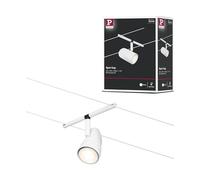 Paulmann 94468 Système de câbles Cup Spot simple max. 10 W, blanc dépoli, chrome, matière plastique, rail en métal GU5,3