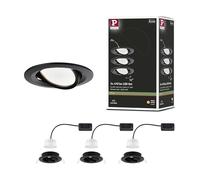 Paulmann 94471 kit de 3 spots encastrés LED Nova Coin orientables blanc chaud rond incl. 3x6,5 watts projecteurs encastrés Noir mat spot alu lampe encastrée 2700 K Coin