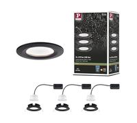 Paulmann 94473 kit de 3 spots encastrés LED Nova fixe blanc chaud rond incl. 3x6,5 watts projecteurs encastrés Noir mat spot alu lampe encastrée 2700 K Coin