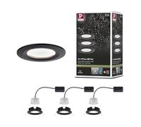 Paulmann 94474 kit de 3 spots encastrés LED Nova fixe blanc chaud gradable sur 3 niveaux rond incl. 3x6,5 watts gradable projecteurs encastrés Noir mat spot alu lampe encastrée 2700 K Coin