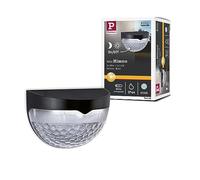 Paulmann 94666 Lampe de chemin solaire LED Mimmo IP44 ronde avec 1 x 1,2 W blanc lumière du jour Noir Panneau extérieur en matière plastique Panneau lumineux 6500 K