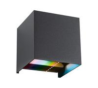 Paulmann Applique murale LED Cybo – RGBW Zigbee IP44 2x2,5W 2x150lm dimmable 100×100 mm Anthracite