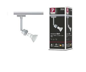 Paulmann 95182 URail Spot sur rail DecoSystems Basic Spot simple GZ10 250 lm 3,5 W 2700 K dimmable 230 V chrome mat système de rail URail