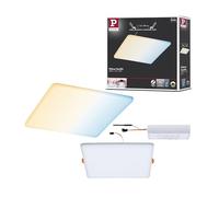 Paulmann 95385 Panneau LED encastré Areo VariFit IP44 blanc chaud Zigbee Tunable White 215x215 mm carré, avec 1x17 watts, dimmable, matière plastique satinée, 3000 K