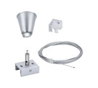 Paulmann 95583 Système sur rails ProRail3 Accessoires Suspension par câble 3 m Argent Système sur rails triphasé Métal Éclairage pour espaces commerciaux