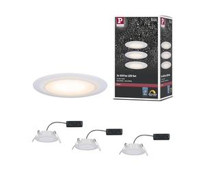 Paulmann 99942 spots encas. LED Premium Suon Kit de 3 rond incl. 3x6,5W IP44 gradable projecteurs enc. Satin, blanc éclair. d'armoire plast. 2000K