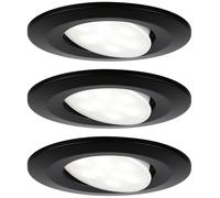 Paulmann 99991 Spot encastré LED Calla rond, kit de 3, 3x6 W, IP65, spots plafond blanc neutre, noir mat, orientables, matière plastique, 4000 K