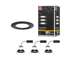 Paulmann Nova Plus EBL kit de 3 x 6 W 2700K noir mat | Kit de 3 spots encastrés, dimmables, IP44, pour montage au plafond, lumière blanche chaude