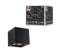 Paulmann Nyara 71282 Applique murale LED sans fil avec détecteur de mouvement contrôlé par le crépuscule (HF) IP44 3000 K 100 x 100 mm 2 x 1 W/1 W Noir