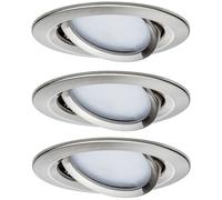 Paulmann 93865 Kit encastrés Premium Coin Slim, rond, orientable, LED 3x6,8W, 2700K, 230V, 51mm, Acier brossé/Alu