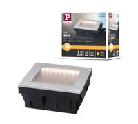Paulmann Solar LED Encastré de sol Sorea capteur crépusculaire IP67 carré 100x100 mm 3000K 0,1W 6lm 3,7V fer brossé ABS, polycarbonate, acier inoxydable 95742