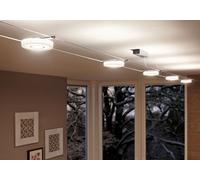 Paulmann 941.09 DiscLED1 Système d'éclairage à spots LED - Lumière suspendue avec 5 spots coulissants 4W, câble de 10 m et transformateur de 30VA - Lampes d'intérieur à LED économiques 230/12V, en chrome