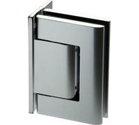 Paumelle Biloba 90° verre-mur, plaque unilatérale,aluminium effet inox