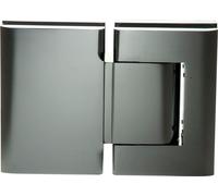 Paumelle Biloba 90° verre-verre, avec arrêt 90°, alu effet inox
