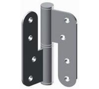 Paumelle huisserie bois pour charge lourde gauche bout rond 100x70mm - MONIN - 632090 gris argent métallique brossé