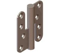 Paumelle huisserie bois pour porte lourde droite bout rond 100x70mm - MONIN - 632 080 marron/bronze (rendu) / inox brossé (finition)