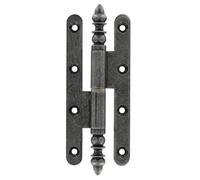 paumelle rustique acier en 140 x 55 mm patiné vernis, bout rond gauche