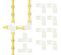 PAUTIX 10PCS 3pins 10MM Connecteurs pour CCT Ruban LED COB, Incluant 8PCS L-type Connecteurs/Angle, 2PCS T-type Connecteurs pour 10MM CCT Bande LED COB(pas pour les bandes 5mm et 8mm)