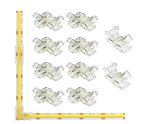 PAUTIX 10PCS connecteurs pour Ruban LED COB 2Pin 8millimètre, 8PCS L/angle, 2PCS intermédiaires sans espace