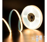 PAUTIX Bande LED COB Blanc Chaud 2700K, 5M 2400LEDs 24V CRI90 Kit Ruban Lumineuse COB Lumineux Dimmable avec Télécommande RF et Alimentation COB LED pour Miroir,Plafond,Cuisine,Armoire,Placard