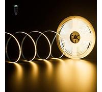 PAUTIX Bande LED COB Blanc Chaud 2700K DC24V, 10M 4800LEDs CRI 90+, 8mm de Largeur, Lumières Uniformes, Ruban Lumineuse COB pour Chambre, Projets de Décoration de Maison (Alimentation Non Incluse)