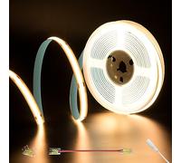 PAUTIX Bande LED COB Blanc Chaud 2700K DC24V, 5M 480LEDs/M CRI90+ Ruban LED Flexible Lumineux pour Éclairage Domestique DIY, Projet d'Ingénierie avec Connecteur COB 8mm (Alimentation Non Incluse)