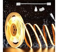 PAUTIX Bande LED COB Blanc Chaud 2700K DC24V Étanche IP65, 10M 5040LEDs CRI90+ Ruban LED Lumineux pour Éclairage Domestique DIY, Projet d'Ingénierie avec Connecteur COB 8mm (Alimentation Non Incluse)