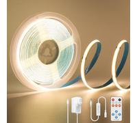 PAUTIX Bande LED COB Blanc Chaud 3000K, 3M 1440LEDs 24V CRI93 Kit Ruban Lumineuse COB Lumineux Dimmable avec Télécommande RF et Alimentation COB LED pour Miroir,Plafond,Cuisine,Armoire,Placard