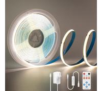 PAUTIX Bande LED COB Blanc Naturel 4000K, 3M 1440LEDs 24V CRI93 Kit Ruban Lumineuse COB Lumineux Dimmable avec Télécommande RF et Alimentation COB LED pour Miroir,Plafond,Cuisine,Armoire,Placard