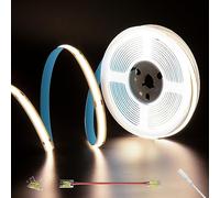 PAUTIX Bande LED COB Blanc Naturel 4000K DC24V, 5M 480LEDs/M CRI90+ Ruban LED Flexible Lumineux pour Éclairage Domestique DIY, Projet d'Ingénierie avec Connecteur COB 8mm (Alimentation Non Incluse)