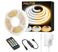 PAUTIX COB CCT LED Bande Luminaire Blanc Tunable, 3M Dimmable 2700K-6500K Kit de lumières de bande LED 24V avec alimentation GS, Super lumineux pour éclairage de bricolage
