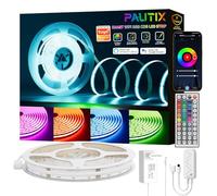 PAUTIX RGB Ruban LED COB 10m, 5760LEDs 24V Couleur Changement Bande LED fonctionne avec Alexa/Google Assistant, Bande Lumineuse Flexible à Intensité Variable pour Armoire, Fête, Cuisine,DIY Décoration