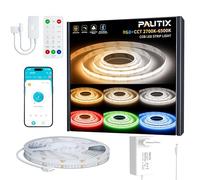 PAUTIX RGBW/WW Ruban LED COB 10M Kit Dimmable RGB+2700K-6500K CCT Blanc Tunable Couleur Changement Bande Lumineuse LED avec APP Contrôle, Musique Sync pour Chambre Projets d'Éclairage à Domicile