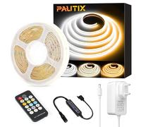 PAUTIX Ruban COB LED CCT Blanc Tunable, 5M 3200LEDs Dimmable 2700K-6500K Kit de lumières de bande LED 24V avec alimentation GS, Super lumineux pour éclairage de bricolage