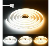 PAUTIX Ruban LED COB Blanc CCT Réglable 6400LEDs, CRI93 10m à intensité variable 2700K-6500K 24V pour sous-armoire, chambre à coucher, cuisine, TV, éclairage DIY (adaptateur et variateur non inclus)